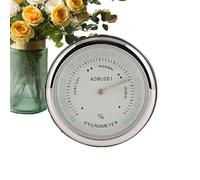 Car Dashboard Clock, Auto Thermometer Hygrometer, 4 cm Compact Analog Timepiece, Clear Display, Mount, Black Silver, for Truck RV Boat Interior ABS
