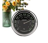 Car Dashboard Clock, Auto Thermometer Hygrometer, 4 cm Compact Analog Timepiece, Clear Display, Mount, Black Silver, for Truck RV Boat Interior ABS