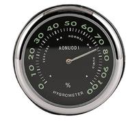 Car Dashboard Clock, Auto Thermometer Hygrometer, 4 cm Compact Analog Timepiece, Clear Display, Mount, Black Silver, for Truck RV Boat Interior ABS