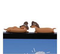 Car Dashboard Decorations, Dachshund Desk Ornament, Dashboard Display with Adhesive Base, Miniature Dog Statue for Playful Dog Lover Computer Monitor Desk Bookshelf Home Interior Office Party Favors