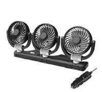 Car Dashboard Fan, 12 V/24 V Rotating Triple Head Cooling Fan with Two-Speed Settings, Quiet Air Circulation for Minivan, Caravan, Truck, Road Trips, 17,44 x 5,71 x 2,95 Inches