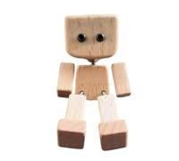 Car Dashboard, Shaking Wooden Figurine with Movable Joints and Magnetic Base, Auto Interior Accessories 3.15x1.57 Inches for Van, Truck, Daily Commute, Road Trip, Vacation, Camping, Beach, Hiking