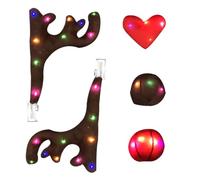 Car Decoration Antlers - LED Light Holiday Roof Decor for SUVs, Trucks, Sedans with Festive Red Nose and Reindeer Theme, Christmas Vehicle Exterior Ornament for Road Trips, Winter Events, Drivers