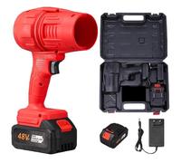 Car Dryer Air Blower,Cordless Handheld Blower Dryer, with Batteries,Charger & Toolbox,Adjustable Turbo Cars Jet Blowers for Lawn Care,Leaf Removal, Snow Blowing,Cars Cleaning (Red,#10-Battery * 1)
