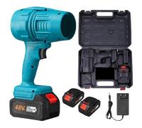 Car Dryer Air Blower,Cordless Handheld Blower Dryer, with Batteries,Charger & Toolbox,Adjustable Turbo Cars Jet Blowers for Lawn Care,Leaf Removal, Snow Blowing,Cars Cleaning (Blue,#5-Battery * 2)