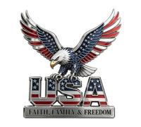 Car Emblems And Badges, Metal American Patriotic 3D Eagle Flag Car Badge, Decorative Vehicle Emblem For SUV RV Sedan Cars Home Living Room Bedroom Office Independence Day Party Display Use