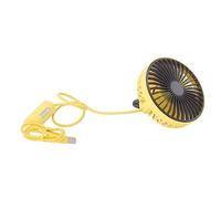 Car Fan LED Light Air Vent Clip Fan 3 Speed Strong Wind USB Charging Cars Tables Office (Giallo)
