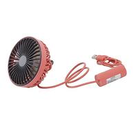 Car Fan LED Light Air Vent Clip Fan 3 Speed Strong Wind USB Charging Cars Tables Office (Rosso)