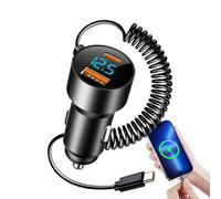Car Fast Charger, USB C Car Charger Fast Charging PD QC 3.0 Adapter 100 W Car Charger with Retractable Cord Ideal for Fast Charging Smartphones Tablet and Laptops The
