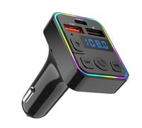 Car FM Transmitter - Music Adapter, Hands-Free Calling with USB Charging Port, Wireless FM Radio Player for Smartphones, USB Drive, TF Card, Compatible with All Cars