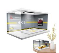 Car Garage Display Case With LED Lights - 1:64 Scale Parking Lot Display Stand, Dust-Proof Acrylic Car Show Case & Diorama Garage Scene Model For Living Room Decor