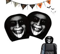 Car Head Rest Cover, Halloween Seat Protector, 10.24x11.02 Inches Elastic Vehicle Headrest Shield, Soft Auto Accessory for Women Men Family Daily Commuters in Taxi Truck Sedan Van or Scooter Use