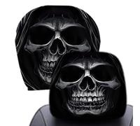 Car Head Rest Cover Protector - 2 pezzi Spooky Horrible | Copripoggiatesta per auto, in tessuto traspirante, morbido, elasticizzato, protezione per autunno, gite in famiglia
