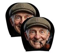 Car Headrest Cover, Funny Elderly Print Decoration, Elastic Seat Guard | Humorous Visual Interior , Instant Vehicle Seat Decor Upgrade, Eye Catching Style Transformation For Car SUV Truck