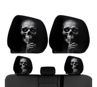 Car Headrest Covers, 2Pcs Skull Print Pillow Covers, Elastic Vehicle Decor