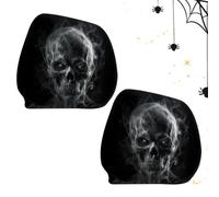 Car Headrest Covers - Skull Print Seat Protectors | 2 Pack Universal Fit