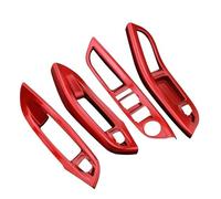 Car Interior 4 Pz/set Auto Porta Interna Bracciolo Maniglia Decorazione Copertura Trim Adesivo Per Ford Per Focus 3 MK3 2015-2018 Accessori Auto Pulsante Adesivo(Rosso)