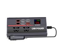Car Inverter 200W, Vehicles Inverter Adapter, Portable Auto Charger Converter 12V/24V DC to 110V/220V AC with USB Fast Charging Ports for Travel Camping Urgency, 6.3x3.15x1.18 inches