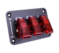 Car Marine Boat 3 Gang Red LED On Off Toggle Rocker Switch Panel Circuit Breaker