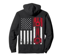 Car Mechanic US Flag Auto Engine Patriotic Garage Guy Felpa con Cappuccio