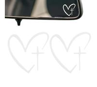 Car Mirror Decal Cute Heart Shape Self Adhesive 3.05x3x0.1cm