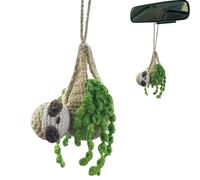 Car Mirror Hanging Ornament - Sloth Shape Yarn Decor for Rear View Mirror | Cute Crochet Sloth Car Interior Decoration, Handmade Sloth Bag Pendant for Auto, Bedroom, Cafe, Ofice, Bar, Vehicle