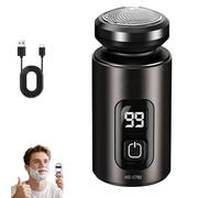 Car Mounted Men'S Electric Shaver, Men'S Portable Electric Mini Shaver With Floating Blades, Face Shavers With Led Display, Rechargeable, Wet & Dry, 90 Minute (Black)