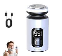Car Mounted Men'S Electric Shaver, Men'S Portable Electric Mini Shaver With Floating Blades, Face Shavers With Led Display, Rechargeable, Wet & Dry, 90 Minute (White)