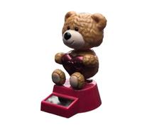 Car Ornaments for Dashboard, Solar Powered Bear Dashboard Decorations with Dancing Shaking Head, Small Animal Figurine Toys, Ideal to Your Auto, Desk, Home Use and Fun Displays
