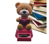 Car Ornaments for Dashboard, Solar Powered Bear Decor, Dancing Head Toy, Small Animal Figure, Desk Accessory, 4.33x1.97 inches Cute Shaking Figurine Car Interior and Office Display