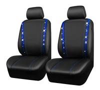 CAR PASS Coprisedili auto in pelle impermeabile, cristallo scintillante diamante Bling, universale per il 95% di tutte le auto camion SUV, donne uomini (Anteriore, Blu)