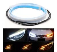 Car Passion 2 Pz Striscia Luce Led Diurna Fari Drl Luminosa Profilo Fari Auto 60 Cm Ritagliabile Colore Bianco Ambra Frecce Luce Di Direzione Impermeabili Flessibili Angel Eyes Canbus No Errore