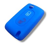 Car Passion Cover Guscio Chiave Compatibile Con Citroen C2 C3 C4 C5 Nemo Peugeot 207 208 307 308 407 408 Silicone Gomma 2 Tasti Portachiavi Custodia Morbido Protezione Telecomando Auto (Blu)