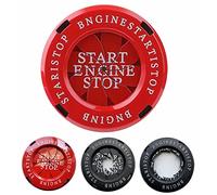 Car Push Start Button Cover, Universal Car Engine Start/Stop Push Button Protective Cover,Aluminum Spin One Key Start Button Cover Lgnition Decor for Car And Some Motorcycle (Red)