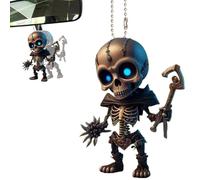 Car Rear View Mirrors Skull - Acrylic Car Rearview Mirror Ornament, Skull Design 2D Flat Decoration, Halloween Festival Party Supplies, Halloween Tree Decoration For Auto Interior