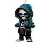 Car Rear View Mirrors Skull - Acrylic Car Rearview Mirror Ornament, Skull Design 2D Flat Decoration, Halloween Festival Party Supplies, Halloween Tree Decoration For Auto Interior