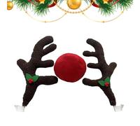 Car Reindeer Antlers - Holiday Auto Exterior Costume, Festive Auto Costume Decoration, Reindeer Christmas Decoration Car Costumes | Christmas Reindeers For Cars Ornaments For Suv Van Truck Vehicle