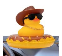 Car Rubber Duck - Dashboard Decor, Yellow Duck, Bath Toy | Squeaky Rubber Duck with Accessories for Dashboard Display, Party Fun, Kids, And Car Interior Decoration (Rubber)