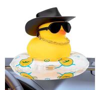 Car Rubber Duck - Ornament Toy, Vehicle Decor, Cute Accessory | Mini Yellow Duck with Swim Ring And Helmet for Dashboard Display or Bath Fun for Adults And Children (Rubber)
