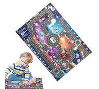 Car Rugs Kid, City Road Play Mat 83x57cm/32.68x22.44 inches Traffic Map Carpet Rug Toy Cars, Soft Kids Plays Mats with Streets and Buildings for Indoor Floor Playroom Game Nylon