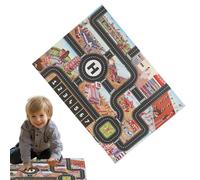 Car Rugs Kid, City Road Play Mat 83x57cm/32.68x22.44 inches Traffic Map Carpet Rug Toy Cars, Soft Kids Plays Mats with Streets and Buildings for Indoor Floor Playroom Game Nylon