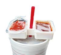 Car Sauce Holder, Cup Top Fast Food Dipping Container, Cup Adapter for Holding Sauces and Condiments, Spill Resistant Snack Accessory for Fries and Drinks, 3.15 inches