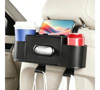 Car Seat Back Organiser for MG Hector Gloster S5/6 EV 2019-2026,Black | Multi Functional for Cup Tissues, Hanging Storage, Easy Install and Clean, with Hooks, Water Resistant, Universal Fit for Car