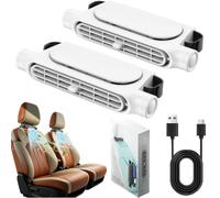 Car Seat Fan Rechargeable,Usb Car Headrest Cooling Fan with 3 Speeds,Angle Adjustable Portable Ventilation Fans 3000mah,for Hot Weather Automotive Driver Auto Road Trip Vehicle Long Drive (SET E)