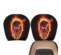 Car Seat Headrest Cover - 2 Pack Horror Skull Halloween Vehicle Decor | Car Seat Headrest Cover - Made With Stretchable, Breathable Fabric For Easy Installation Over Standard Vehicle Headrests