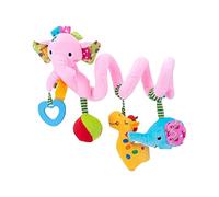 Car Seat Toys Babies, Plush Animal Soft Rattle, Spiral Hanging Toy with Squeaky Sounds for Stroller Crib Bassinet, Developmental Activity Toy for Travel and Nursery Play