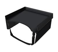 Car Seat Travel Tray, Kids Lap Desk, Foldable Organizer Tray, Adjustable Straps, Portable Car Table, Outdoor Road Trip Drawing, 15.75x12.6x7.87 Inches, Black, Blue, 1 Piece