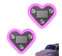 Car Solar Heart Led Light, Solar Powered Wireless Led Heart Shape C-Pillar Neon Light, Decoration Valentine'S Day Car Accessory For Auto Wall Window (Purple,2pcs)