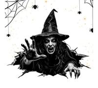 Car Sticker Halloween Cracked Glass Witch Scary Waterproof Decor | Decals Cars for Windshield Door Wall Truck Driving Rv Indoor Outdoor Van