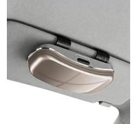 Car Sun Visor Glasses Case ABS One-Hand Open(Brown) | ABS plastic build, one-hand press switch, soft interior padding, sun visor mount, black finish